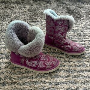 UGG Purple Convertible Boots with Silver Butterflies, Limited Design, Size 6